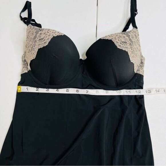 Victoria's Secret women's bra nightie size 34D satin lace trim black padded - Picture 6 of 8